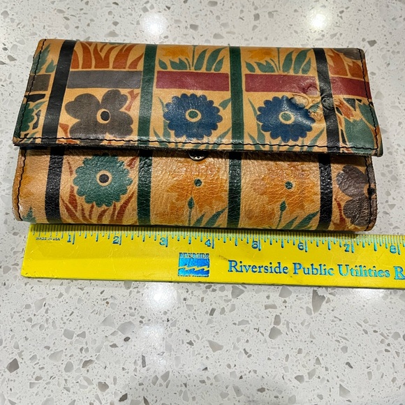 CCO PRICE DROPš„PATRICIA NASH Floral Garden Pattern Brown Trifold Leather Wallet - Picture 6 of 7